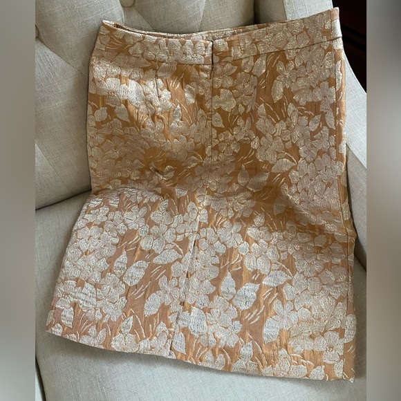 Talbots Womens Size 4 Pencil Straight Metallic Floral Lined Orange Vente… - Picture 2 of 5